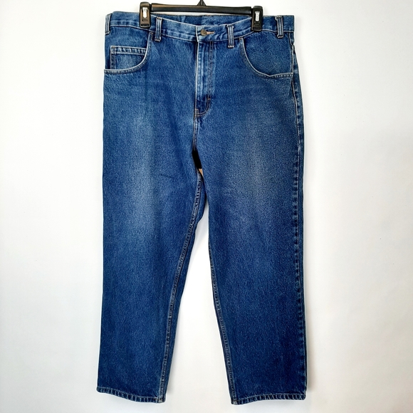 Cat's Eye Mens Straight Leg Denim Jeans Dark Wash Size Classic High Rise 38x30 - Picture 5 of 15